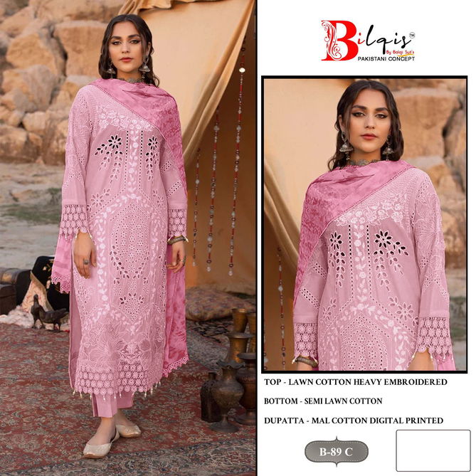 Bilqis B 89 A to D Lawn Cotton Pakistani Suits Wholesale Price In Surat
